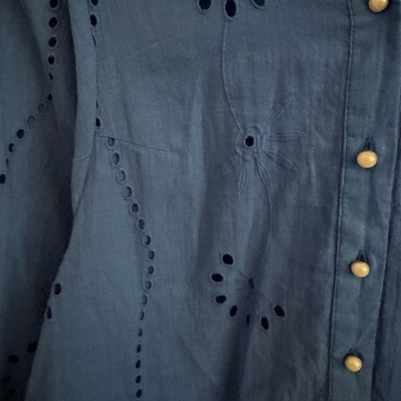 Anthropologie Blue Forever That Girl Medium eyelet blouse - Picture 9 of 9